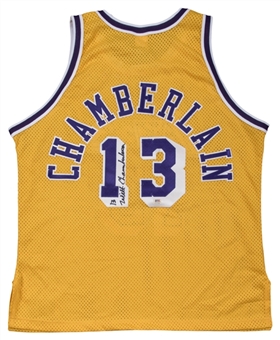 Wilt Chamberlain Signed Los Angeles Lakers Home Jersey (Arenas LOA & PSA/DNA)